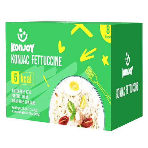 KONJOY Konjac Noodles Shirataki Fettuccine 5 Calorie Low Carb Pasta, Gluten Free,