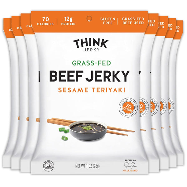 Think Jerky Sesame Teriyaki Beef Jerky, Grass-Fed High Protein Beef, Gluten Free,