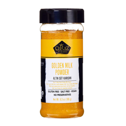 Cerez Pazari Golden Milk Powder 6.3 oz, Turmeric Latte Mix with Ginger,