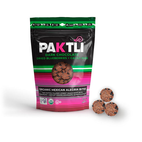 Paktli Organic Alegra Bites Dark Chocolate with Blueberry & Cacao Nibs, 2oz