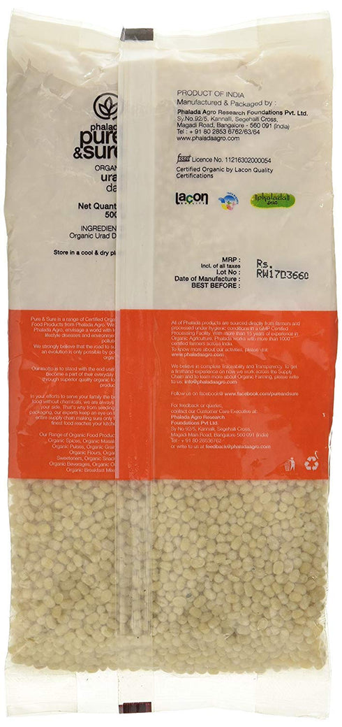 Hindustan Mart Whole,500 Pure & Sure Organic White Urad Dal g