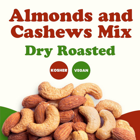 8 Food to Live - Dry Roasted Almonds and Cashews Mix, Ounces Unsalted Oven Roasted Nuts, Protein Rich Trail Mix