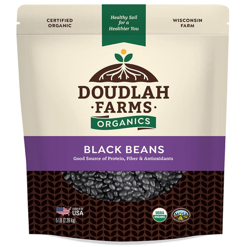Organic Dried Black Beans 5 lb, Unsalted, Low-Sodium, Non-GMO, Farmed From Regenerative