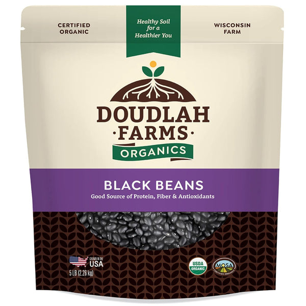 Organic Dried Black Beans 5 lb, Unsalted, Low-Sodium, Non-GMO, Farmed From Regenerative