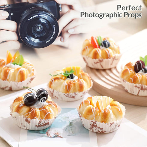 Joeabor 6 Pack Fake Cupcakes, Artificial Cupcakes for Display, Faux Cake Dcor, Realistic Fake Artificial Food