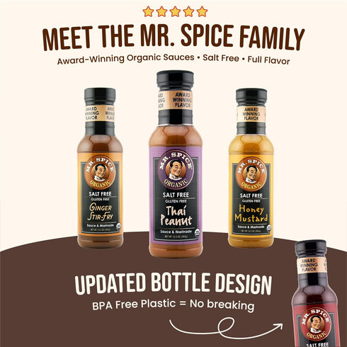 13.5 (Pack 1) Mr. Spice Organic Garlic Steak Sauce, Salt Free Steak Sauce and Marinade, Gluten Free, Low Sodium Sauces