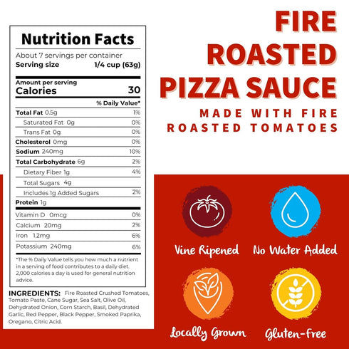 (15 oz. 12 pack) Dei Fratelli Fire Roasted Pizza Sauce Cans, - Vine-Ripened - No Water Added Non-GMO, Gluten-Free