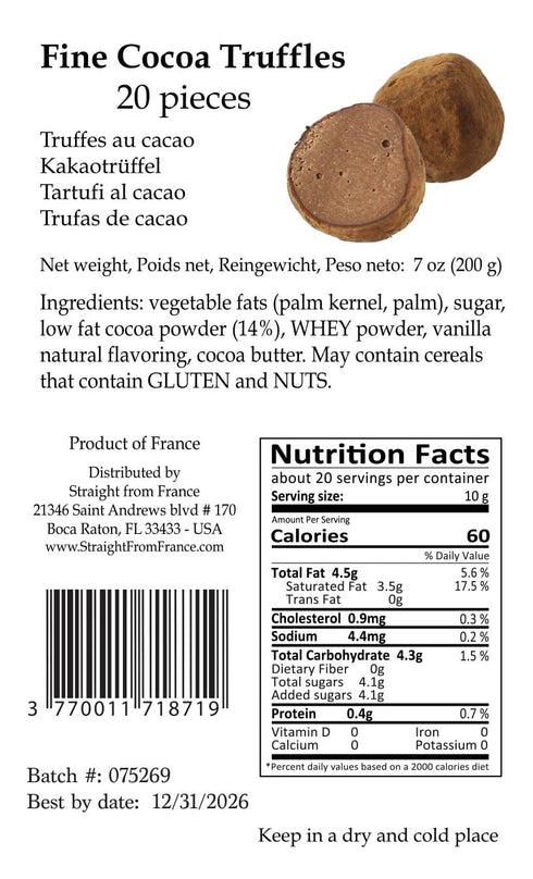 Jacquot 20pc French Cocoa Truffles in Collectible Provence Gift Tin - Premium Gourmet Chocolate Candy - Authentic