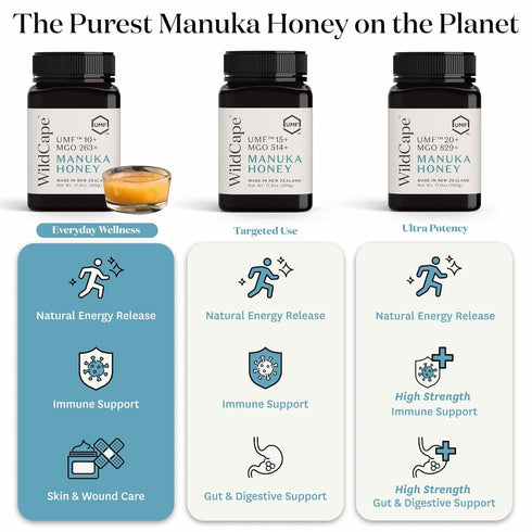 10+/MGO 263+ 100% 17.6 oz (Pack 1) WildCape Manuka Honey Certified UMF - Pure, Raw, Unpasteurized, Non-GMO, Made in New