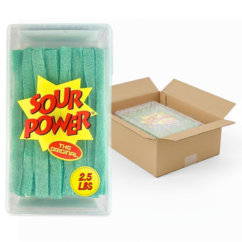 Sour Power Green Apple Candy Belts, 2.5 lb Bulk Tub Resealable, Vegan