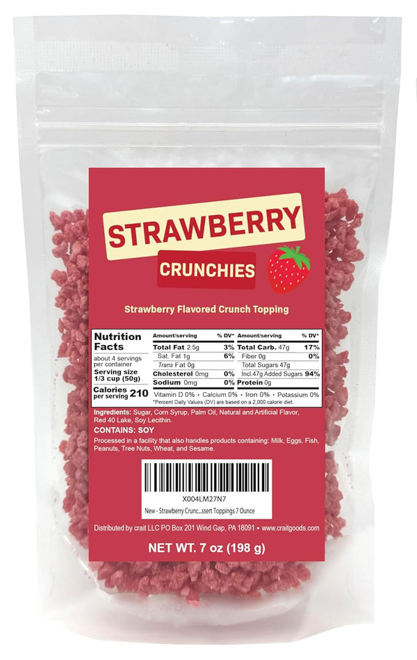 Strawberry Crunch Toppings, Crunchies Ice Cream, Froyo, Red Cupcakes Toppers, Frappe and