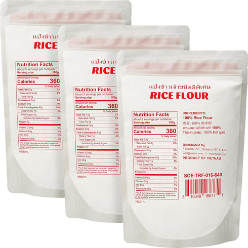 48 1 Pound(Pack 3), Soeos Thai Rice Flour Ounce (Basic), of Rice Flour for Baking or Cooking, All Natural White Rice