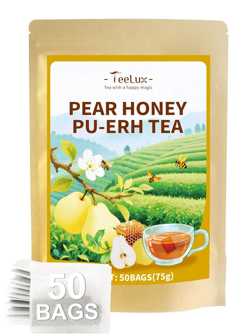 TeeLux Pear Honey Pu-erh Tea Bags, Premium Black & Pu-erh Blend with