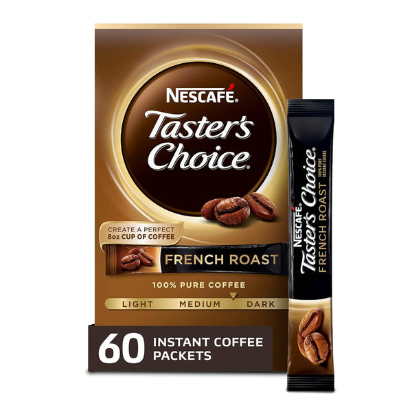 Nescafe Taster's Choice Instant Coffee, French Roast, 5 Count, Pack of 12