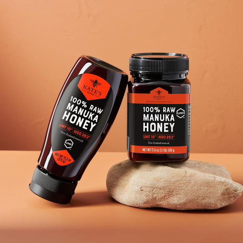 263+ 10+ 17.6 oz Nate's Raw Manuka Honey New Zealand MGO | UMF Certified | Jar