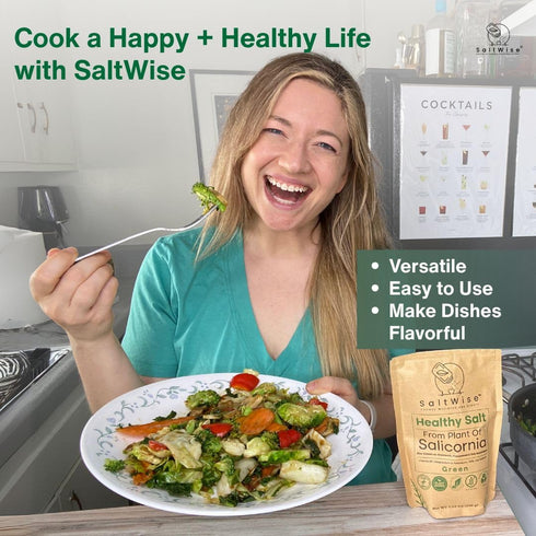 50% 100% (7.05 oz 200g) SaltWise Salicornia Green Salt Less Sodium, Plant-Based Salt Substitute, Dehydrated Salicornia