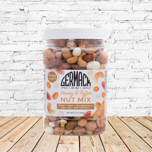 (Set 2, 18oz Germack - Honey Nut Toffee Nut Mix - Yogurt Raisins, Butter Toffee Peanuts, Honey Roasted Peanuts, Almonds