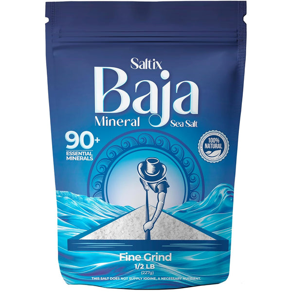 Saltix Baja Mineral Sea Salt - Fine Grind, 8 oz (1/2 lb),