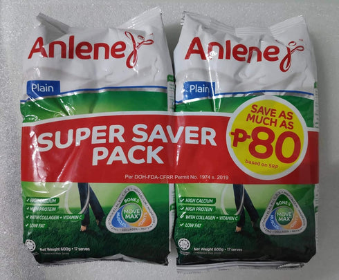 Anlene Plain Vanilla High Calcium Powdered Filled Milk 600g (Pack of 2)