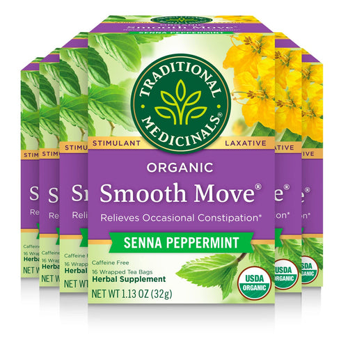 Traditional Medicinals Tea, Organic Smooth Move Peppermint, Relieves Occasional Constipation, Senna, 96