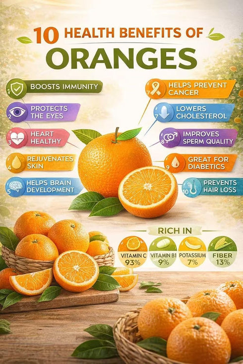 Generic 4 Count Fresh large Navel Oranges, Sweet, Juicy, Seedless Citrus Fruit, Perfect for Juicing & Snacking, Farm