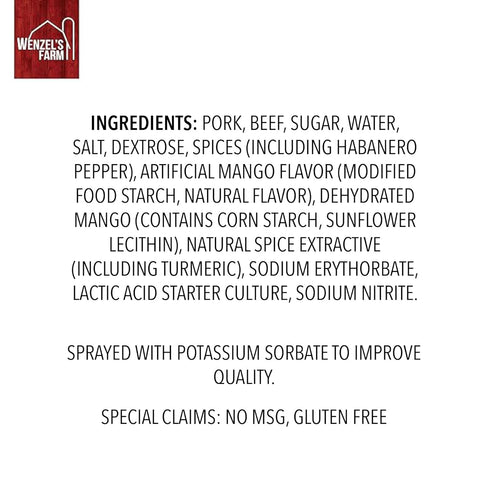 1 LB Pack Wenzels Farm Mango Habanero Snack Sticks Supports Active Lifestyles Flavorful, Naturally Smoked High Protein