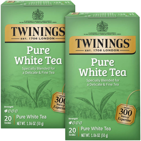 Twinings Pure White Tea Bags - Delicate Caffeinated Tea Made from Fresh