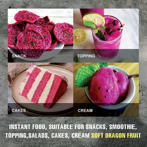 5.29 Oz (150g) SOFT DRIED RED DRAGON FRUIT VIETFARMFOOD: Convection dried fruit, pure natural sweetness without sugar