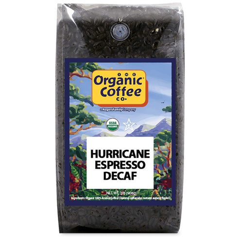 Organic Coffee Co. DECAF Hurricane Espresso Whole Bean Coffee 2LB (32 Ounce)