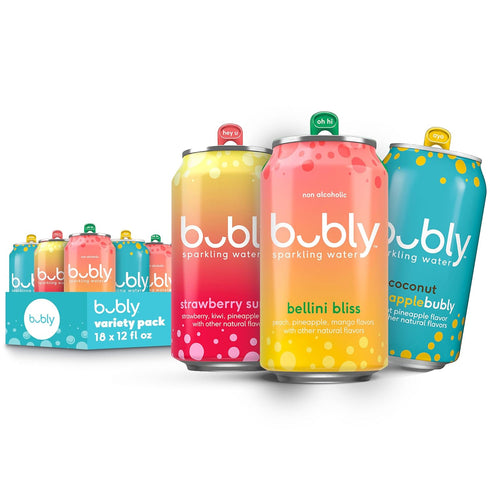 bubly, 3 Flavor Variety Pack (Bellini Bliss, Strawberry Sunset, Coconut Pineapple), Zero