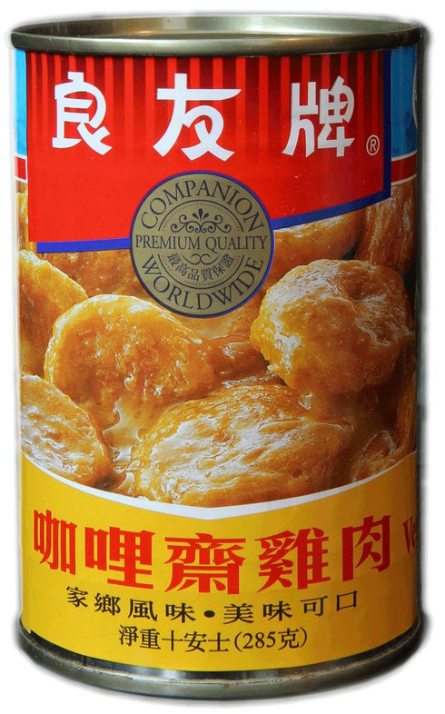 Companion Foods 10 oz. (Pack 6) Companion - Curry Vegetarian Chicken Fillets, Can