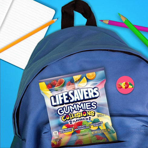 Life Savers Gummy 3.22 oz (Pack 12) Collisions Candy, Bag
