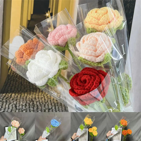 Hcclijo Hand-Woven Bouquet of Sunflowers and Roses