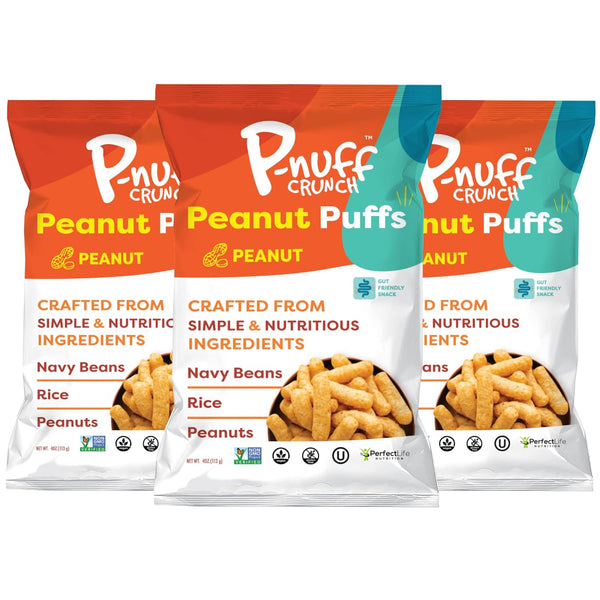 Pnuff Crunch Peanut Butter Puffs - Healthy Snacks, Low Calorie Snacks, Gluten