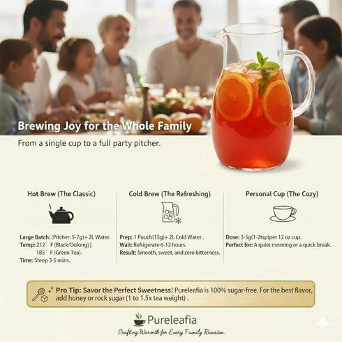 Pureleafia Set 12 15g 5g 2L Herbal Fruit Tea Gift - Artisan Flavors, Loose Leaf Pouches, Hot & Cold Brew, Sugar-Free