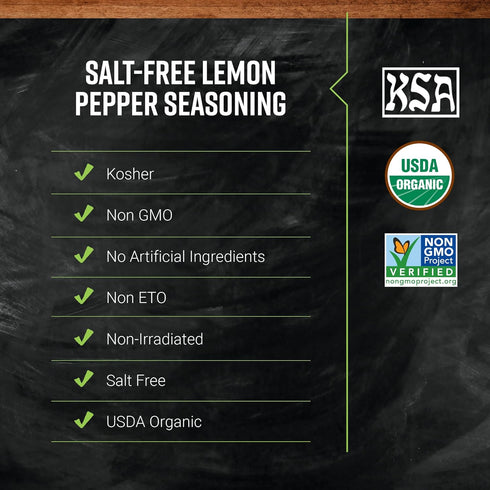Frontier Salt Free Organic Seasoning, Lemon Pepper, 2.5 Oz