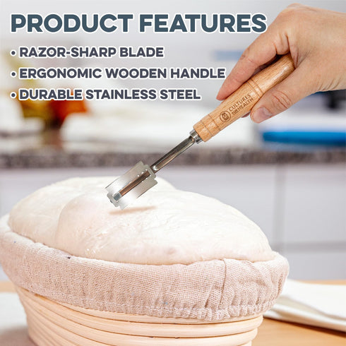 Cultures for Health San Francisco Sourdough Starter, Bread Lame, & Starter Jar Kit Bundle | Essential Baking Supplies