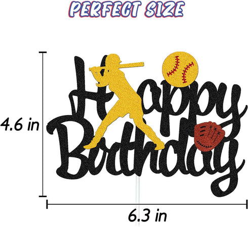 Softball Cake Topper, Baseball Cake Topper for Girl Boy Birthday Party, Girl's Softball Pitcher Cake Decor