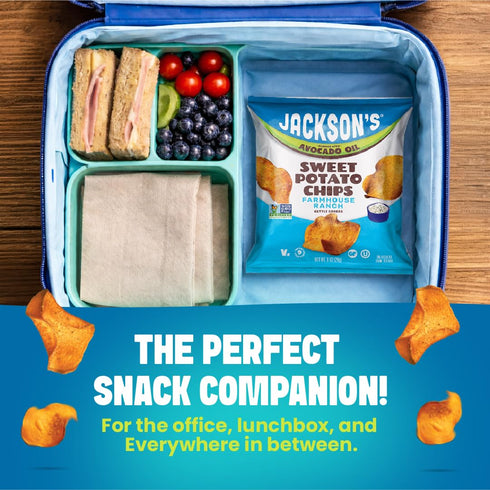 Pack (1.5 oz, Pack 10) Jacksons Sweet Potato Kettle Chips Avocado Oil Variety made with Premium Oils of Sea Salt, Ranch