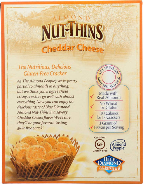 4.25 oz (pack 2) Blue Diamond Growers - Almond Nut-Thins Nut & Rice Cracker Snacks Cheddar Cheese