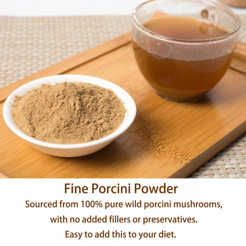 VIGOROUS MOUNTAINS Dried Porcini Mushroom Seasoning Powder, Salt Free Beef Broth Powder, 3 OZ