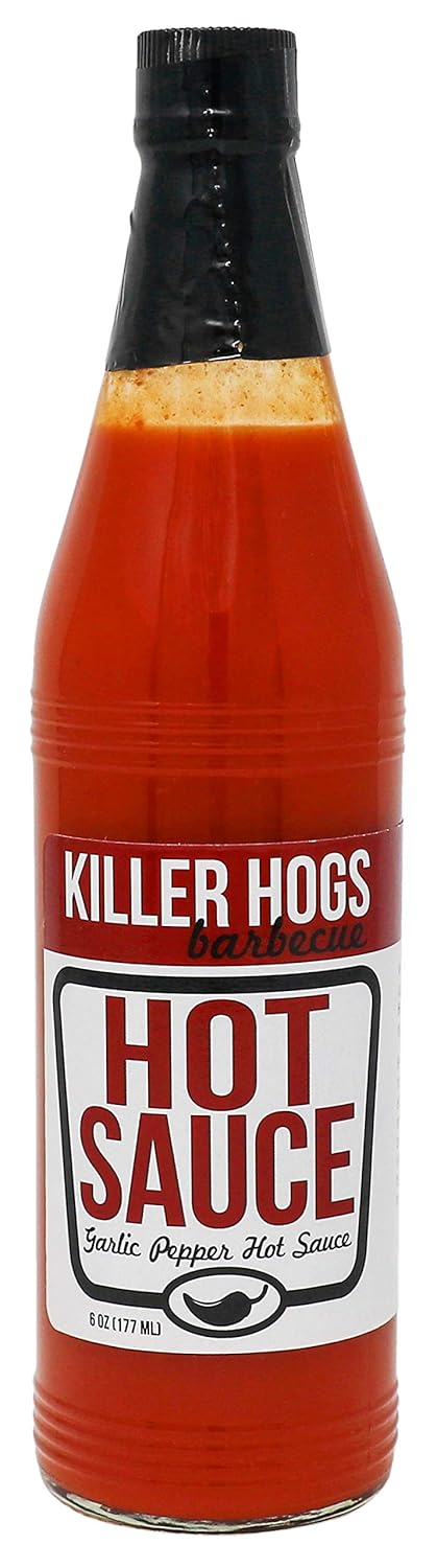 Killer Hogs Hot Sauce, Spicy Grill and BBQ Condiment, Aged Red Peppers,
