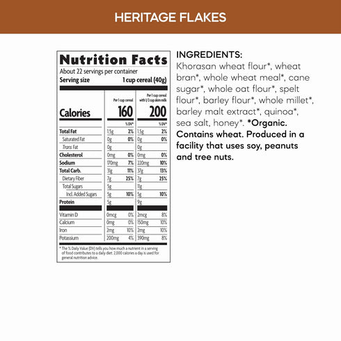 13.25 oz (Pack 1), Nature's Path Organic Heritage Flakes Cereal, of Non-GMO