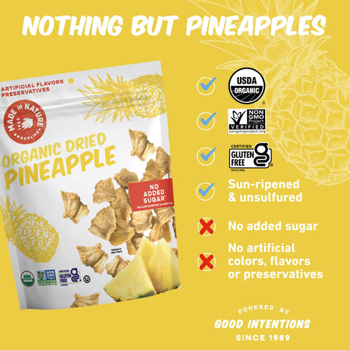 Made In Nature Organic Dried Pineapples, 7.5 Ounce (Pack of 1) – Vegan, Non-GMO, Gluten Free
