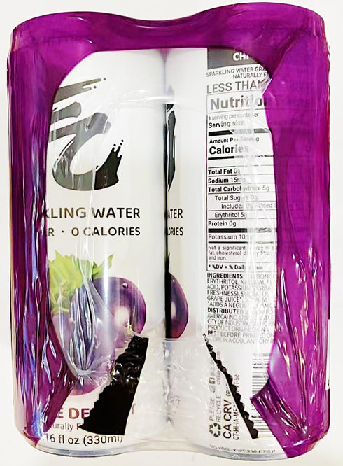 Generic Sparkling Water, Grape Delight Flavor,Naturally Flavor,Zero Calories, 16 fl oz, 6 Cans