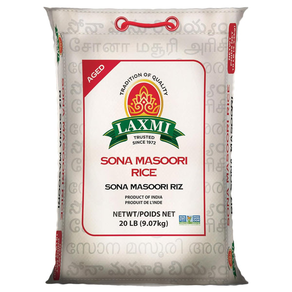 Laxmi All-Natural Sona Masoori Medium Grain Rice, 20lbs