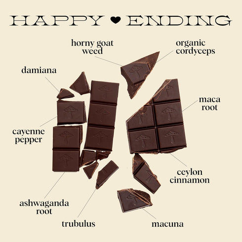Alice Mushrooms Happy Ending | Sensual Mushroom Chocolates | Improves Mood, Performance, Vitality, Energy