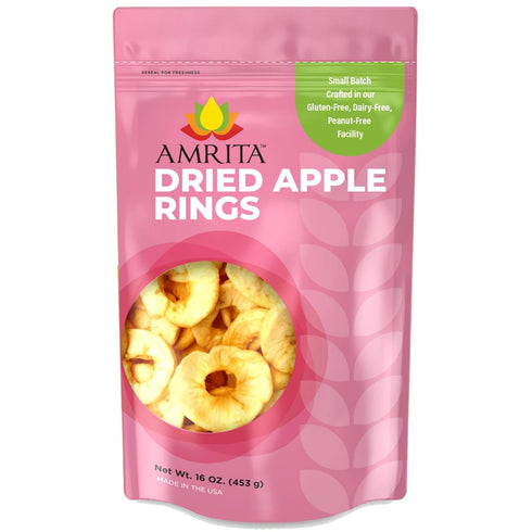 Amrita Dried Apple Rings 16 oz | No Sugar Added, Vegan, non-GMO,