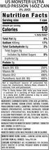 16 (Pack 15) Monster Energy Ultra Wild Passion, Sugar Free Energy Drink, Ounce