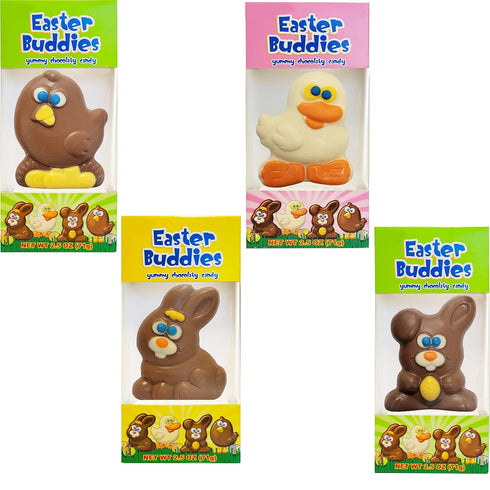 8-Pack, 2.5oz Fruidles Large Easter Buddies Milk Chocolate Bunnies Individually Wrapped in Gift-Box, Kosher Certified